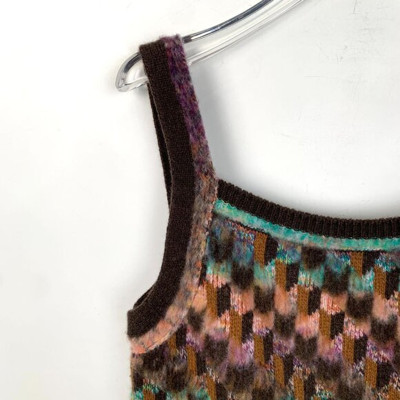 Chanel Multicolor Plaid Cashmere & Virgin Wool Camisole Tank Top Size 38 - Picture 3 of 9